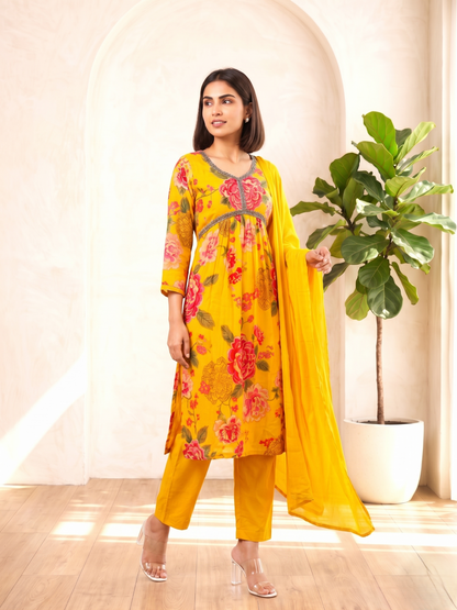 SHILPI GOLD DIGITAL PRINT ANARKALI SUIT SET