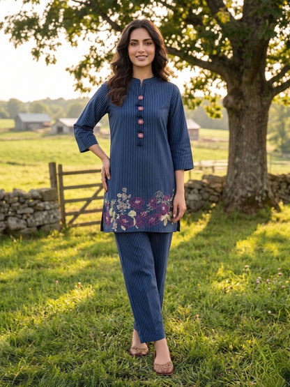 Prisha space cotton embroidery co-ord set