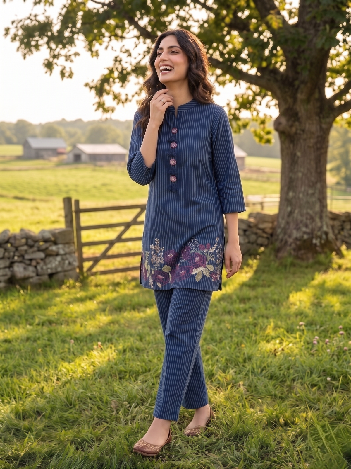 Prisha space cotton embroidery co-ord set