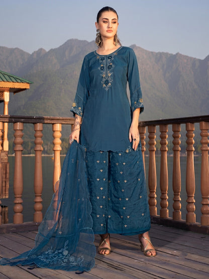 Nisha Casal Embroidered Suit Set