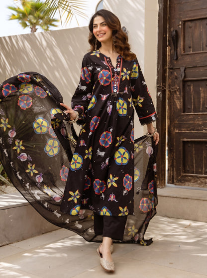 Karen Jet printed cotton suit set