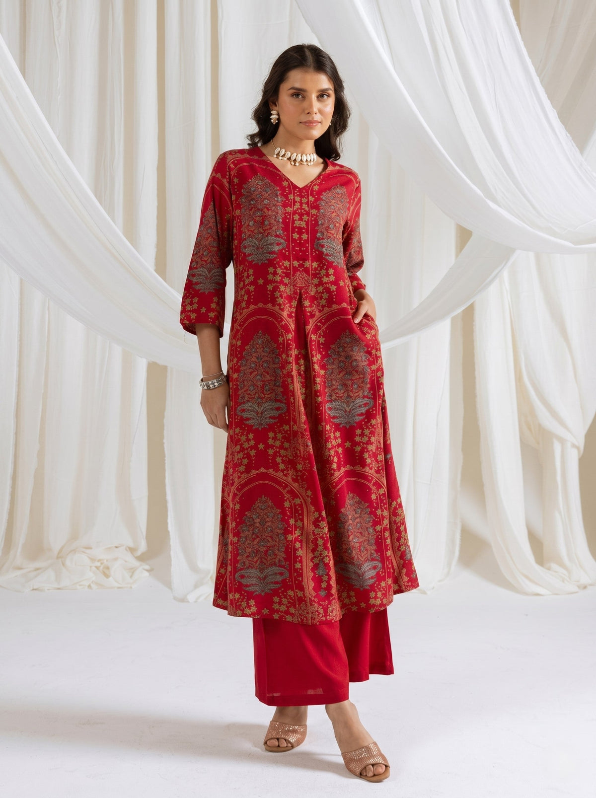 Bakul Scarlet Printed Kurta Pant set