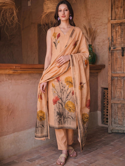 Women Floral Printed Regular Kurta with Trousers & With Dupatta