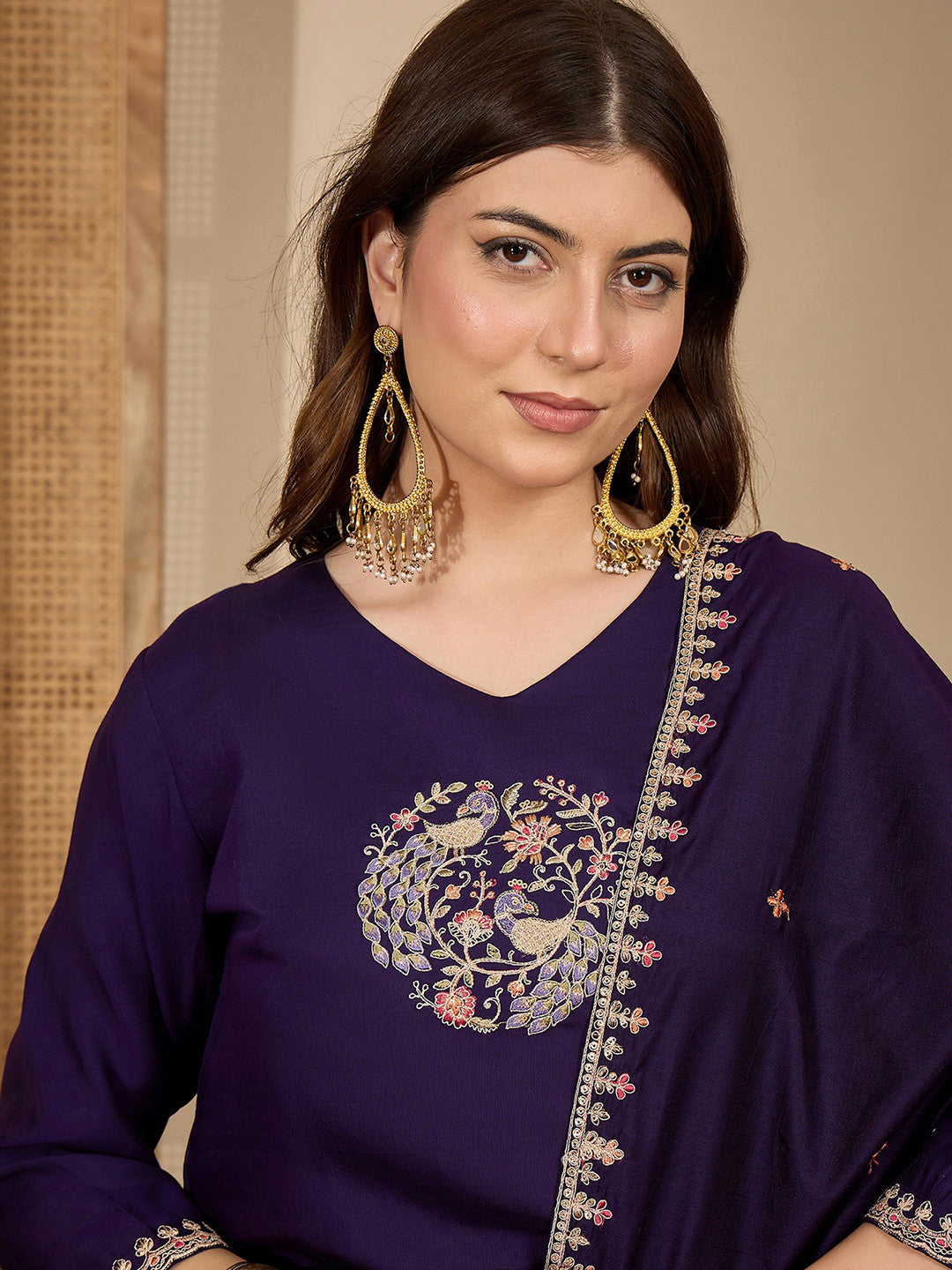 Embroidered Straight Kurta With Trouser & Dupatta