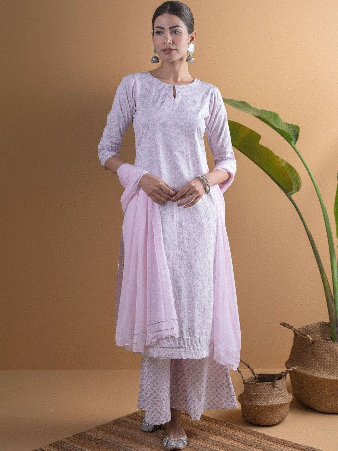 Women Ethnic Motifs Printed Regular Kurta with Palazzos & With Dupatta