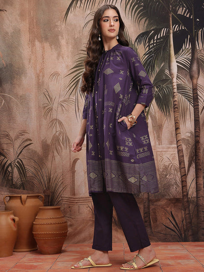 Ethnic Motifs Printed Regular Pure Cotton Kurta with Trousers