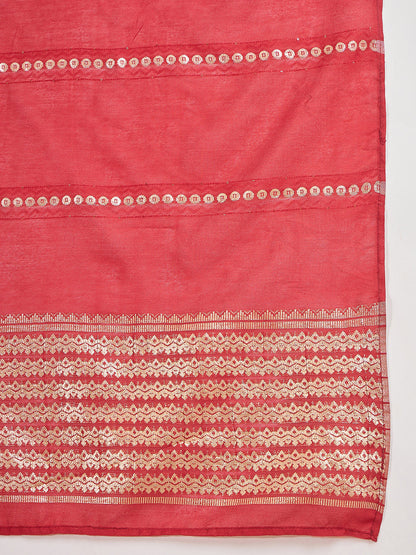 Floral Embroidered Empire A Line Kurta With Trousers & Dupatta