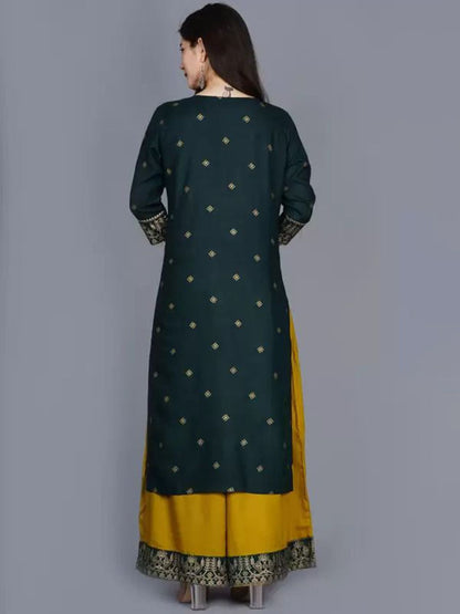 Dhiyona KL Women Embroidered Regular Mirror Work Kurta with Palazzos & With Dupatta