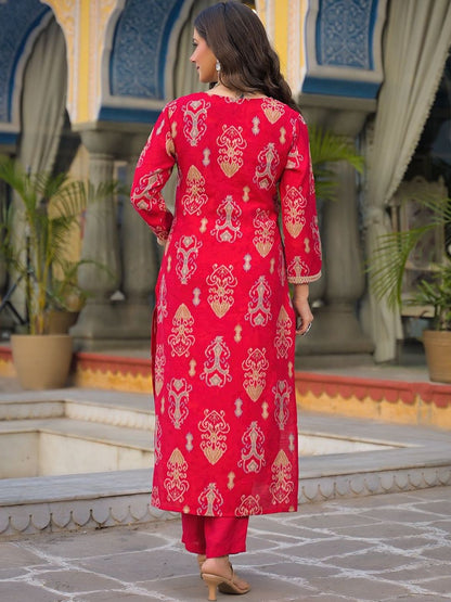 Dhiyona KL Women Ethnic Motifs Printed Regular Mirror Work Kurta with Trousers & With Dupatta