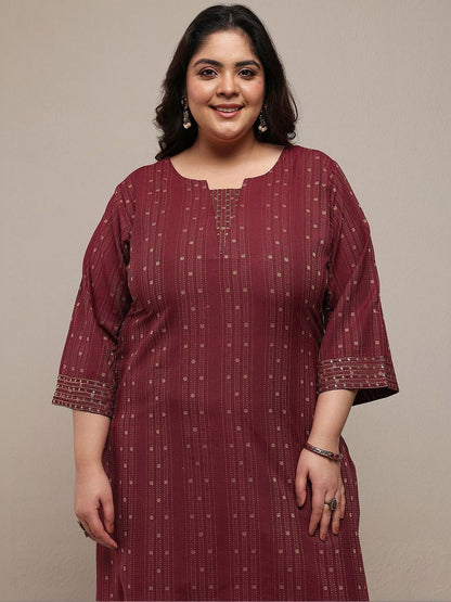 Dhiyona Women's Plus Size Ethnic Motifs Printed Kurta with Palazzos & Dupatta