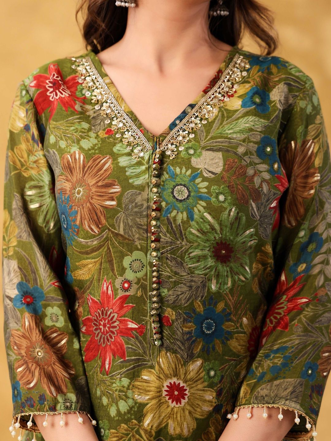 Dhiyona HOP Floral Printed Kurta with Sharara & Dupatta Set
