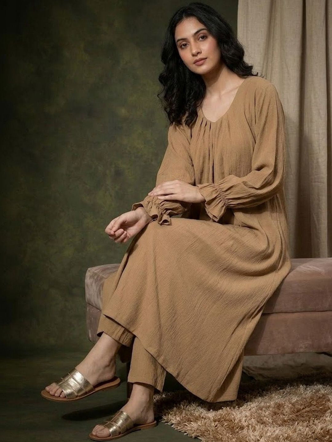 V-Neck Kurta & Trousers