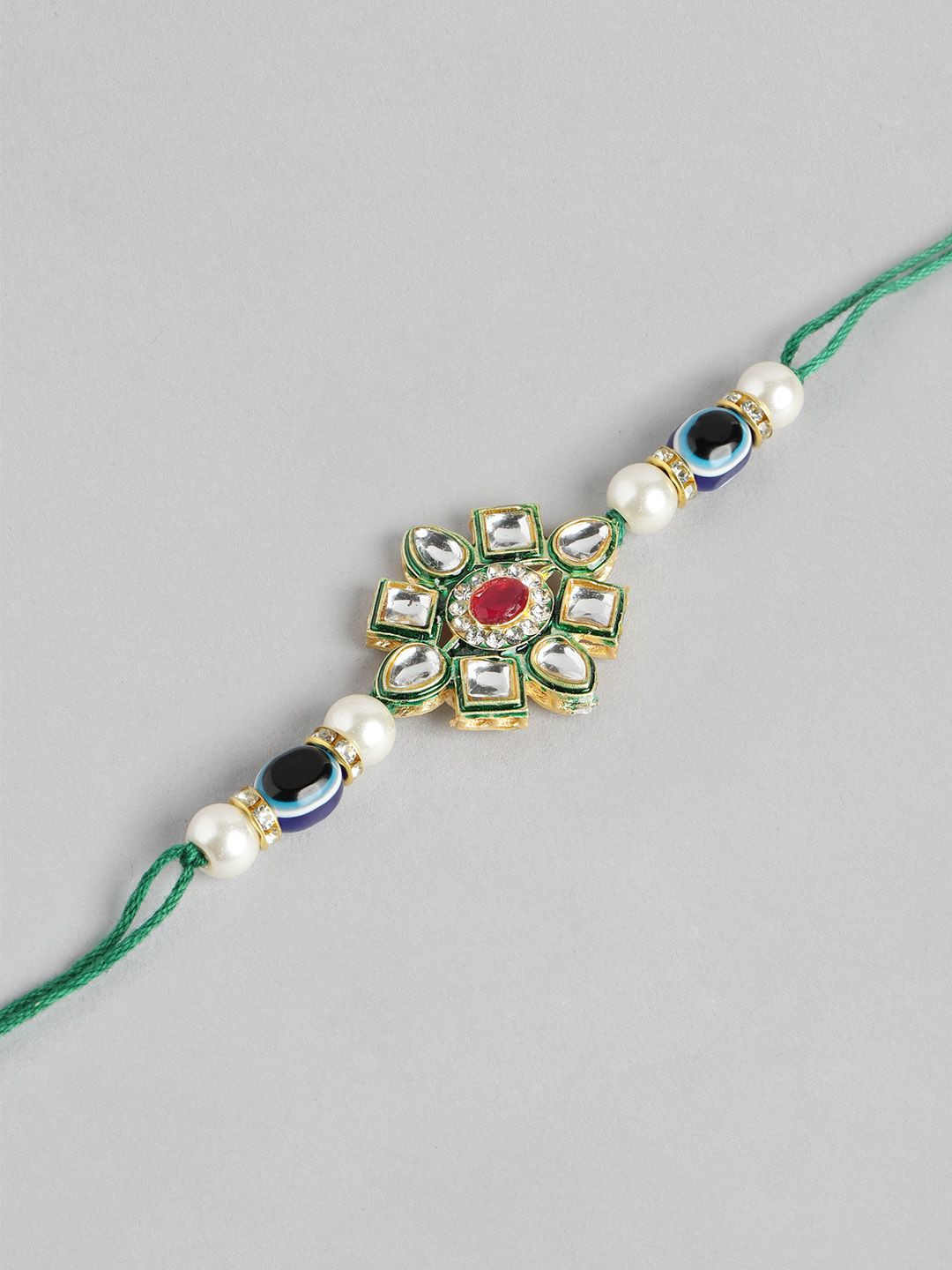 Dhiyona Unisex Set of 2 Beaded Bhai Bhabhi Rakhis With Roli & Chawal
