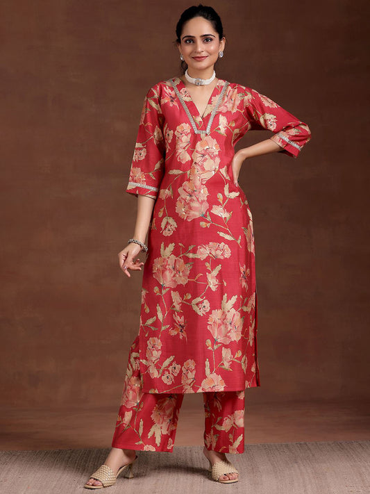 Women Floral Printed Regular Gotta Patti Kurta with Palazzos