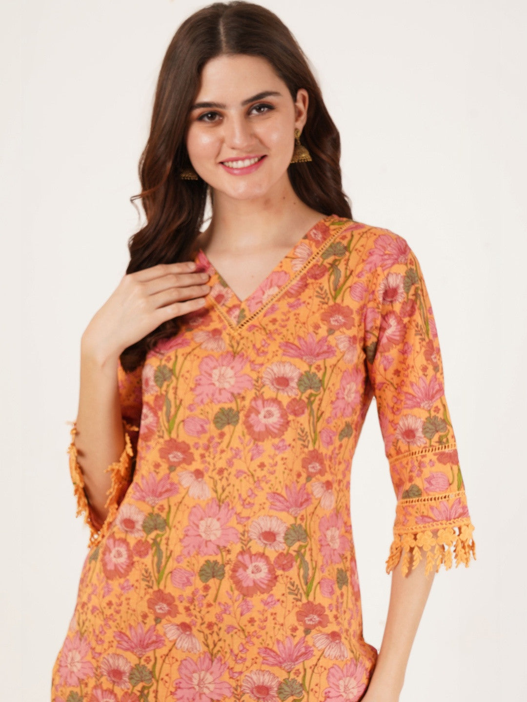 Women Floral Printed Regular Pure Cotton Kurta with Palazzos
