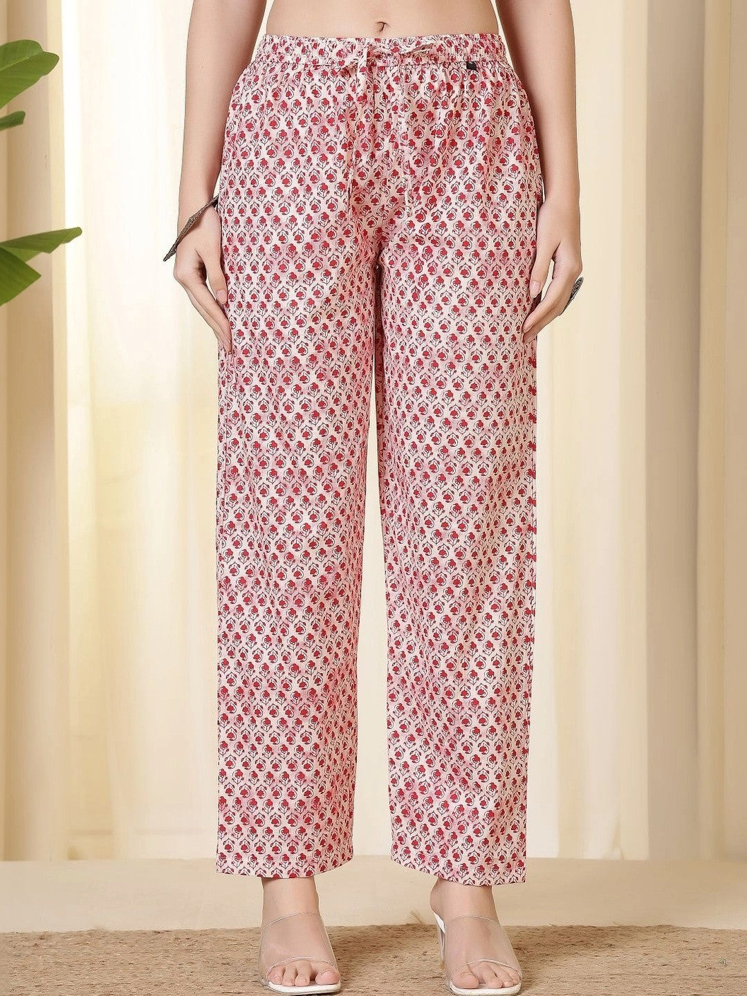 Women Ethnic Motifs Printed Empire Sequinned Pure Cotton Kurta with Trousers & With Dupatta