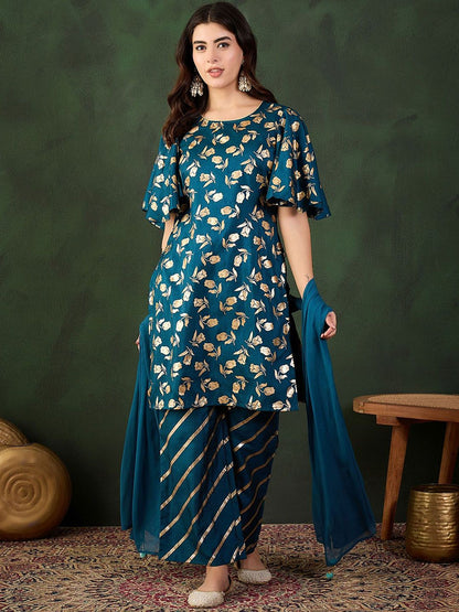 Dhiyona SN Embroidered Kurta & Palazzo With Dupatta