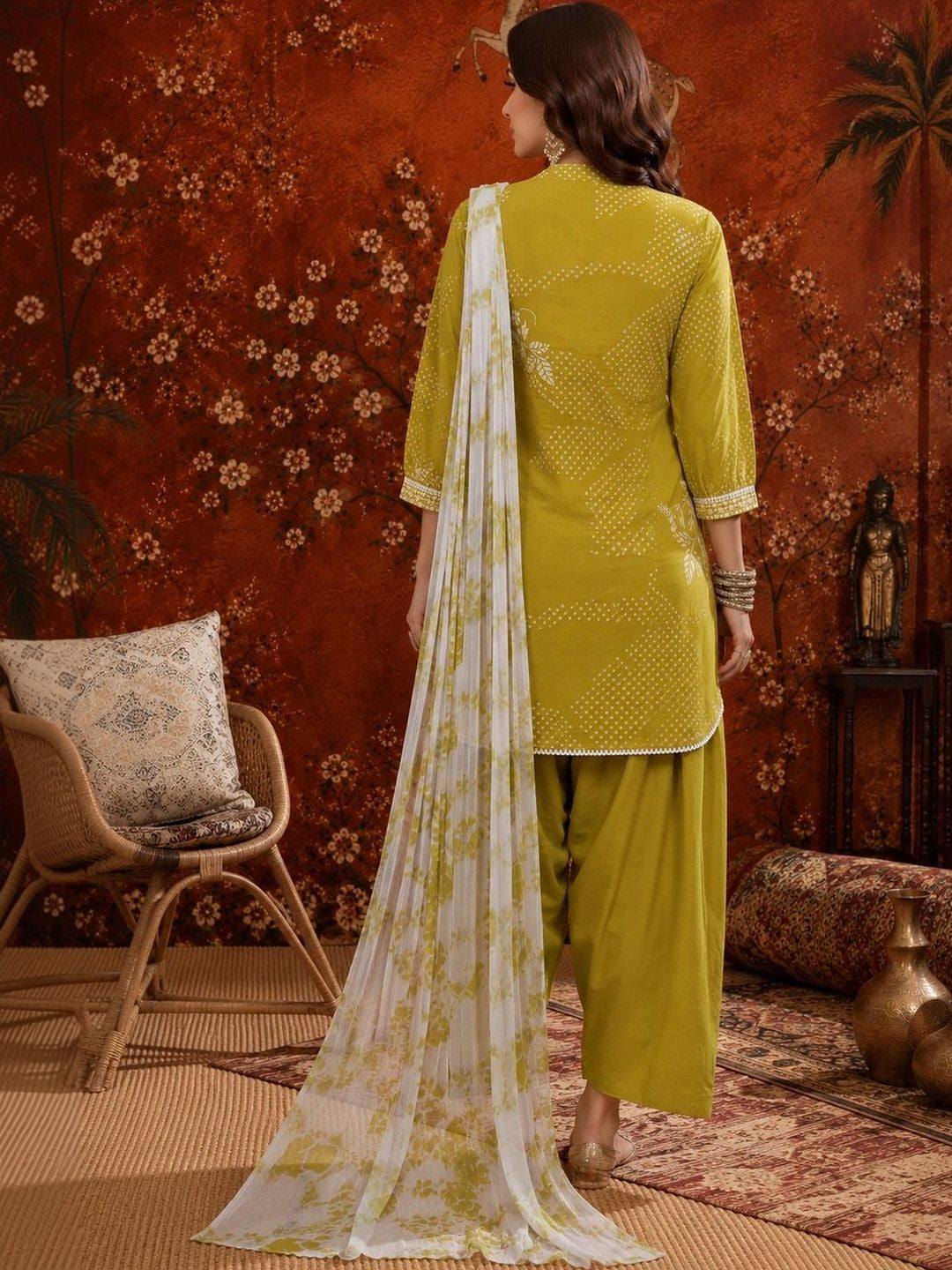 Women Cotton Printed Straight Farshi Salwar Suit Set