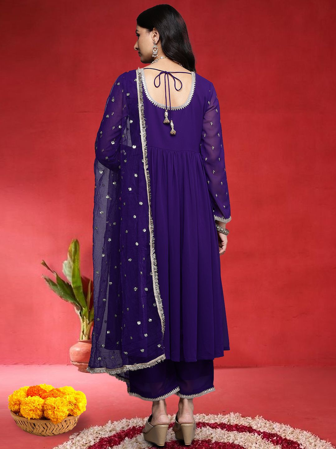Dhiyona VA Women Ethnic Motifs Embroidered Anarkali Kurta with Palazzo & Dupatta