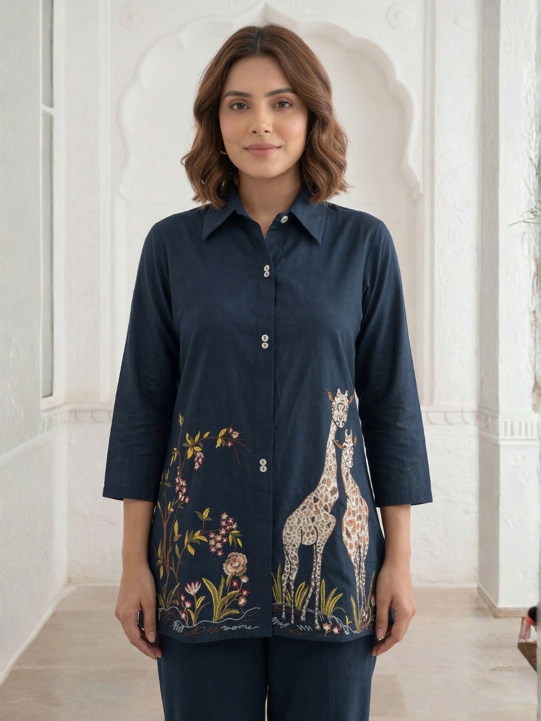 Gaur azure embroidery cotton co-ord set