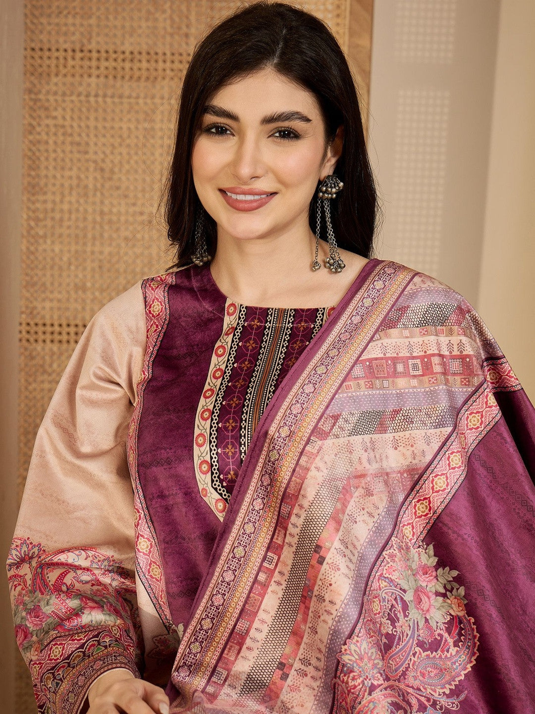 Heavy Velvet with floral Motif kurta set with Dupatta