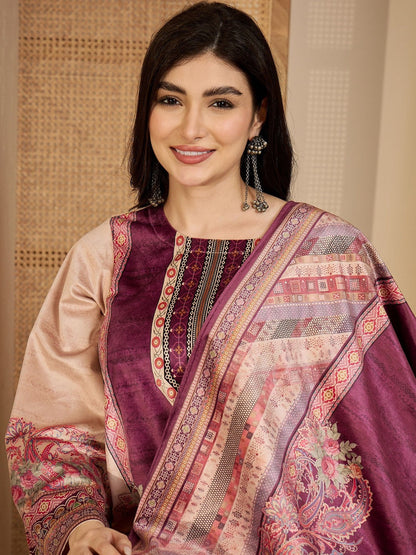 Heavy Velvet with floral Motif kurta set with Dupatta
