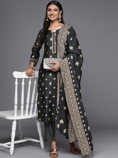 Women Ethnic Motifs Printed Regular Gotta Patti Kurta with Trousers & With Dupatta