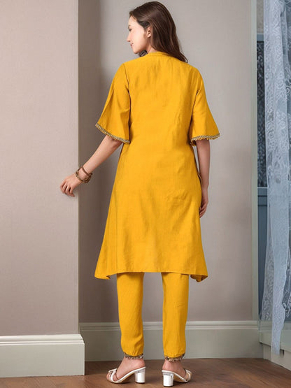 Women Solid Ethnic Kurta with Dhoti Pant