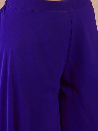 Dhiyona IN Embroidered Round Neck Sequinned Georgette Kurta With Palazzos & Dupatta