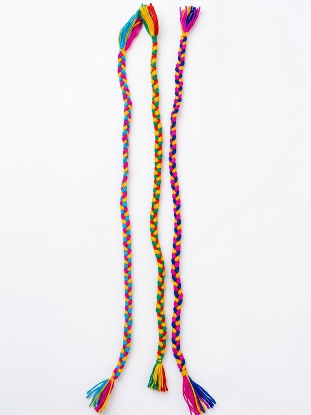 Dhiyona Set Of 3 Multicolor Thread Rakhi With Roli Chawal Chandan Mishri