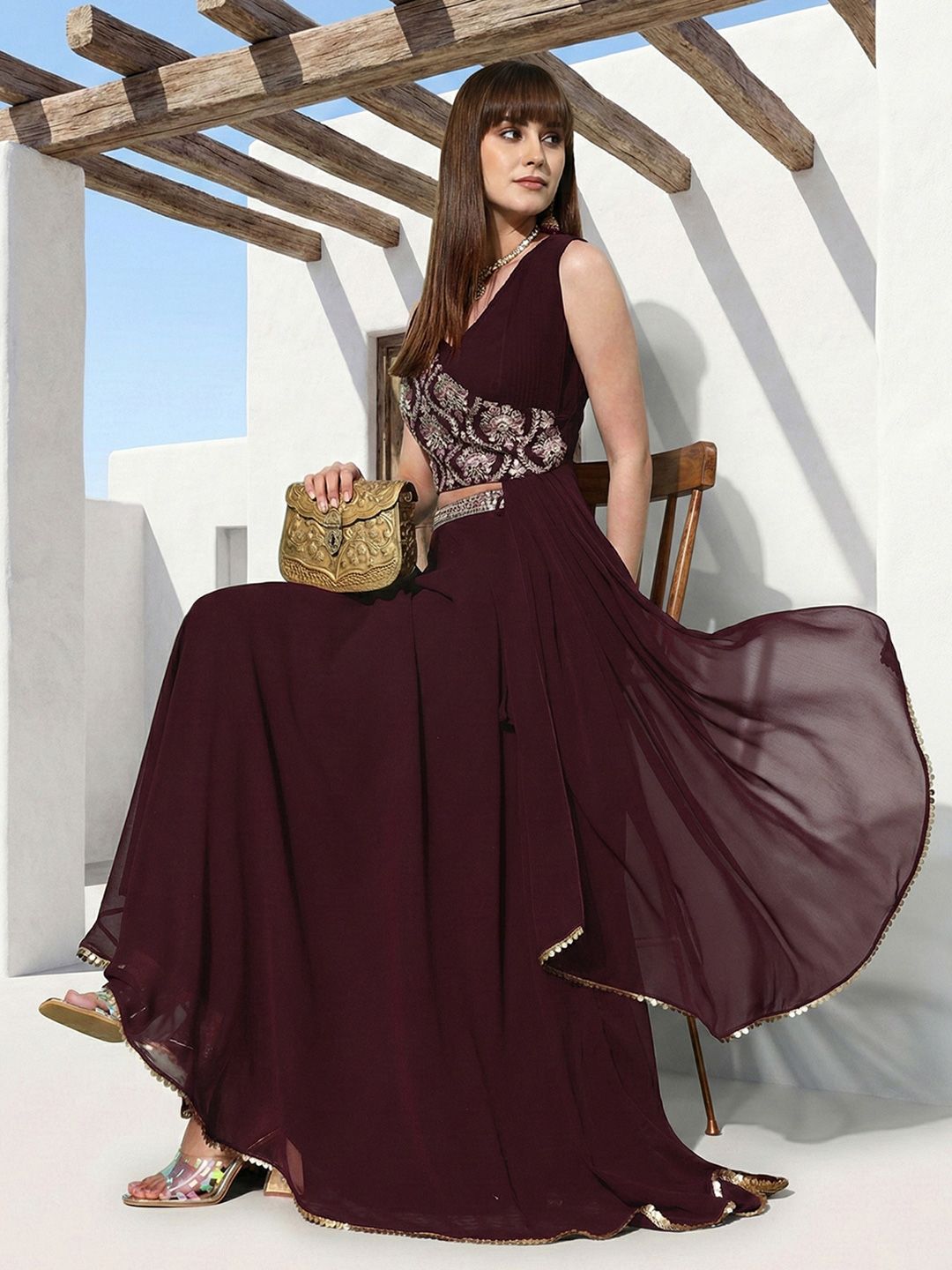 Dhiyona CH Women Ethnic Motifs Embroidered Regular Thread Work Kurta with Palazzos