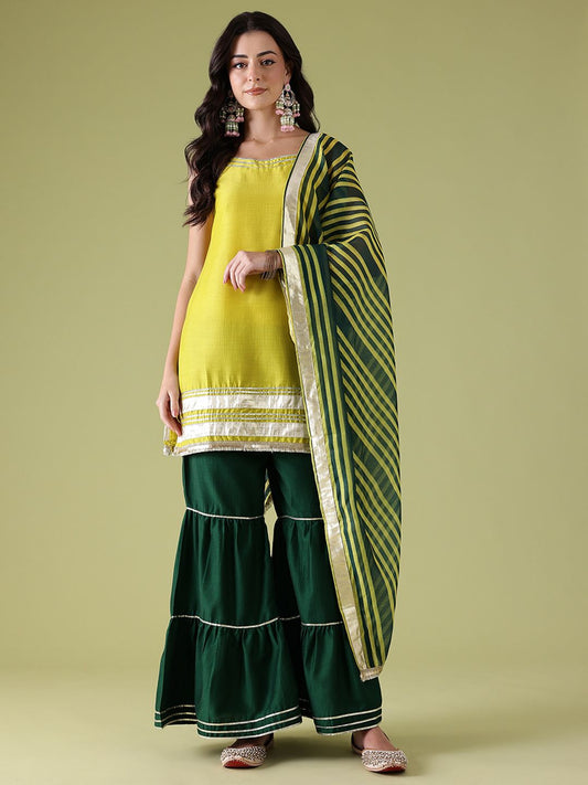 Dhiyona AN Gotta Patti Kurta with Sharara & Dupatta