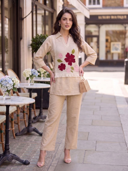 Hiral Tan Embroidery Co-ord Set