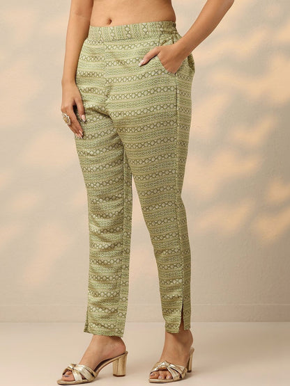 Women Printed Regular Thread Work Kurta with Trousers