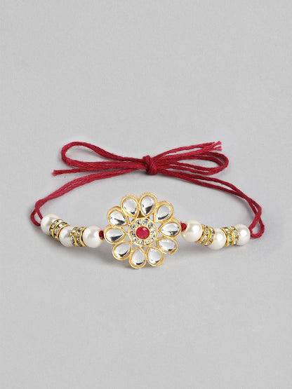 Dhiyona Unisex Set of 2 Beaded Bhai Bhabhi Rakhis With Roli & Chawal