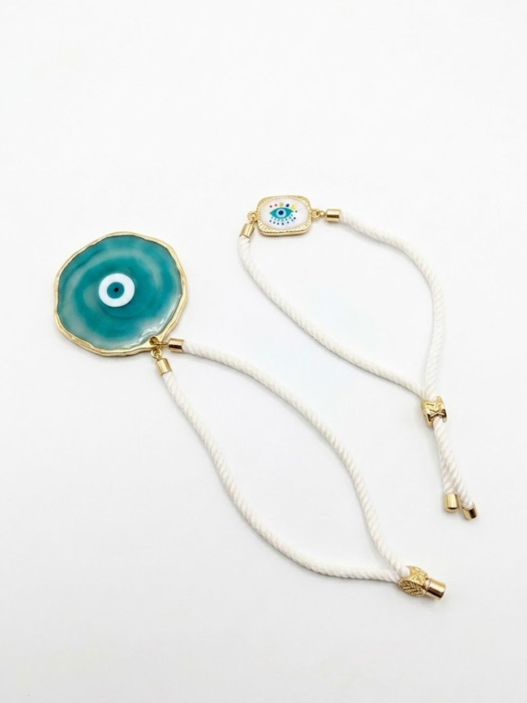 Dhiyona Set Of 2 Evil Eye Resin Design Bhaiya Bhabhi Wraparound Rakhi