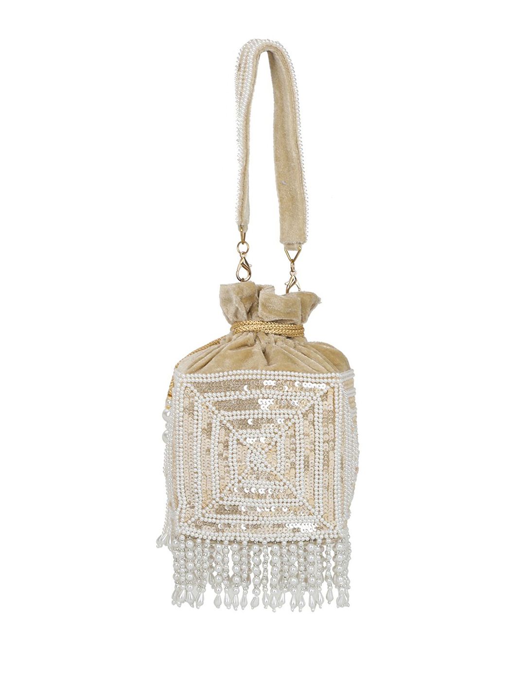 Dhiyona NR Embroidered Pearl Potli Clutch