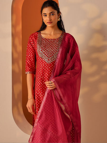 Women Ethnic Motifs Printed Regular Kurta with Trousers & With Dupatta