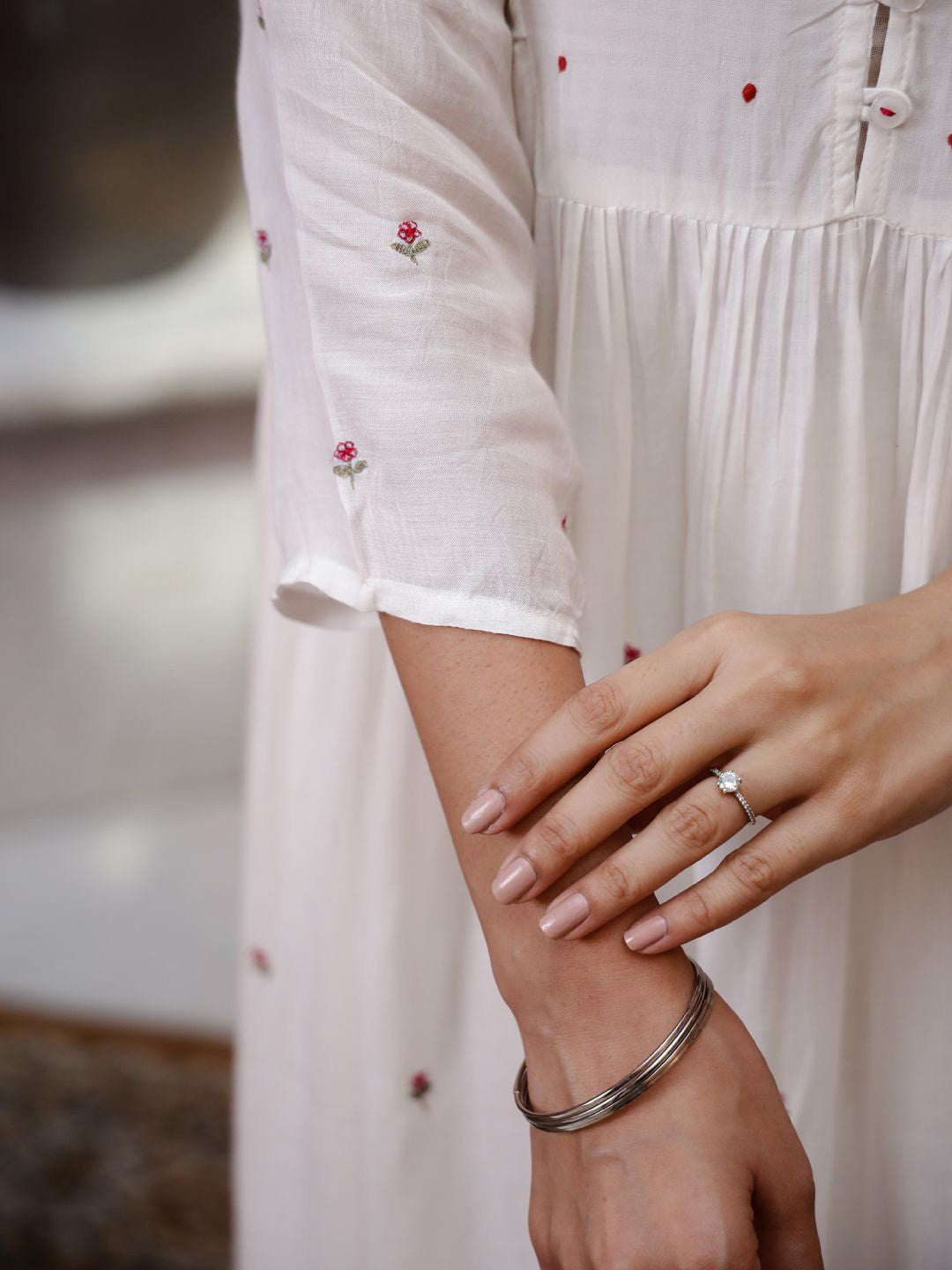 Floral Embroidered Thread Work Kurta with Trouser