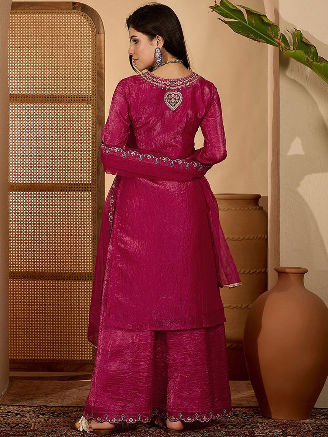 Dhiyona SN Women Floral Embroidered Kurta With Palazzos & Dupatta