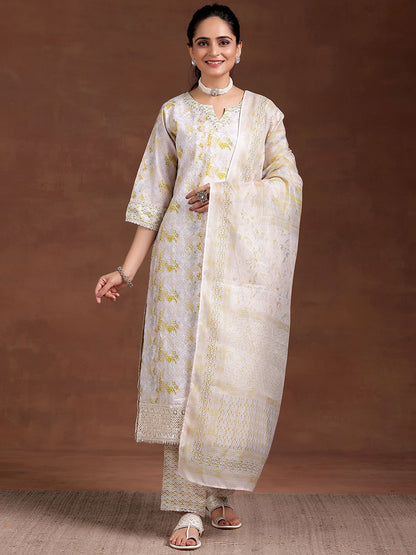 Women Ethnic Motifs Printed Regular Kurta with Trousers & With Dupatta