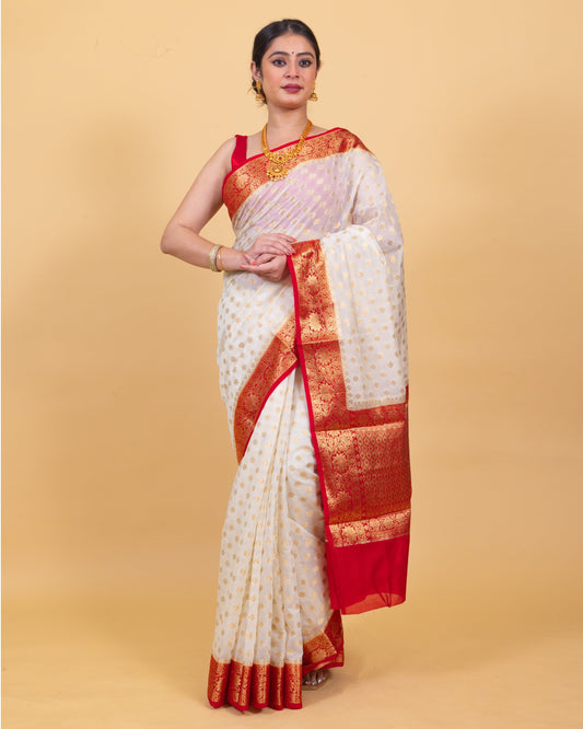 Dhiyona HH Most Appealing Banarasi Woven Soft Georgette Saree | Hanfi Handicraft