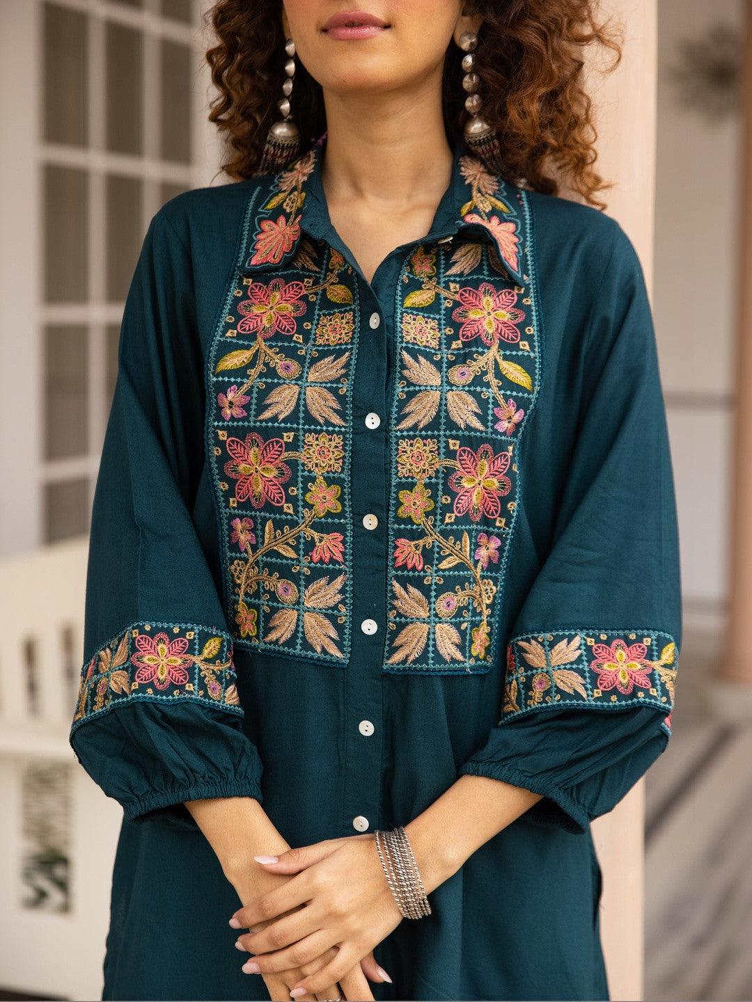 Embroidered Straight Kurta With Palazzos