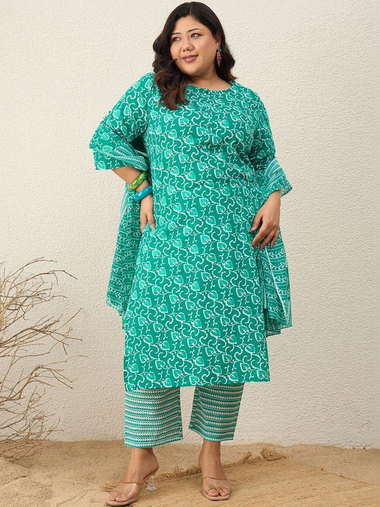 Dhiyona Women's Ethnic Motifs Printed Regular Kurta with Trousers & With Dupatta