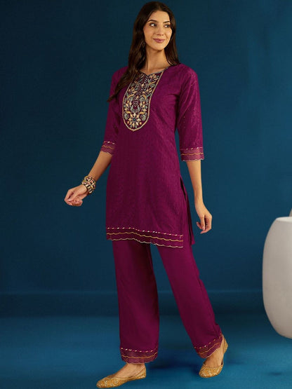 Dhiyona CH Women Ethnic Motifs Embroidered Regular Thread Work Kurta with Patiala