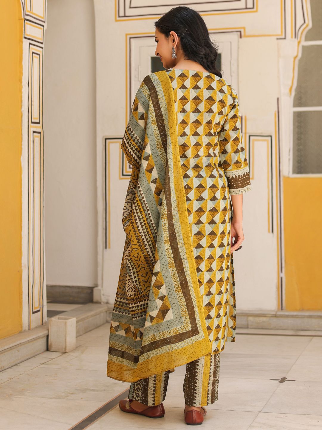 Dhiyona RR Women's Printed Regular Pure Cotton Kurta with Trousers & Dupatta