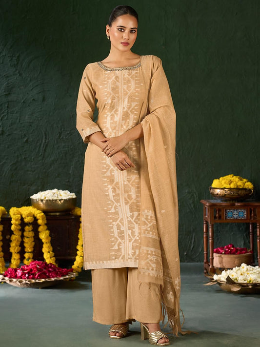 Dhiyona KL Women Ethnic Motifs Embroidered Regular Thread Work Kurta with Palazzos & Dupatta