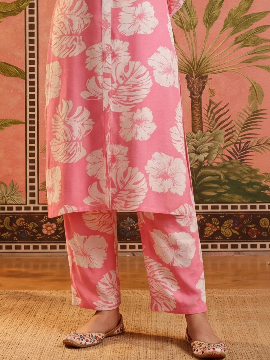 Printed Shirt Collar Kurta & Palazzos