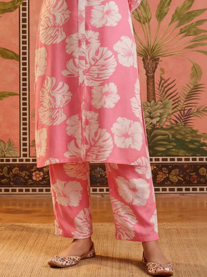 Printed Shirt Collar Kurta & Palazzos