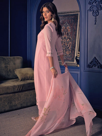 Dhiyona CH Women Embroidered Kurta Set with Printed Dupatta
